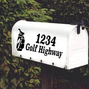Golf Clubs Bag Vinyl Mailbox Address Decal Set of 2 v3
