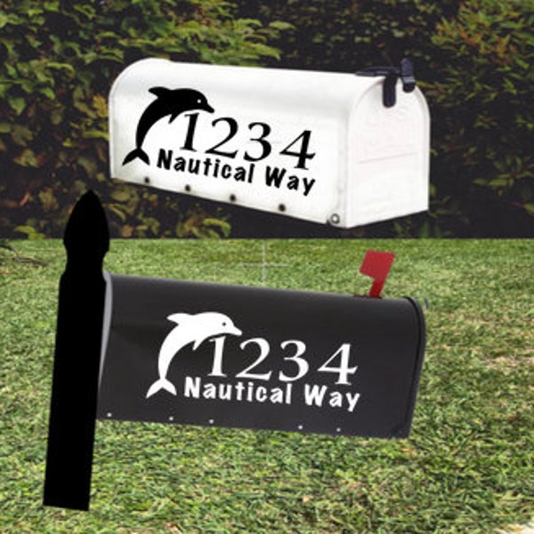 Dolphin Nautical Personalized Mailbox Decal Set of 2