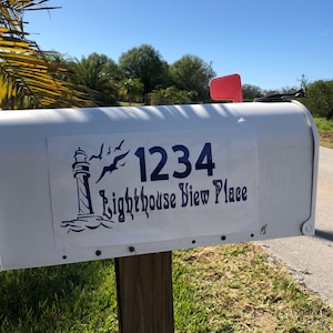 Lighthouse Nautical Beachy Mailbox Decal Set of 2