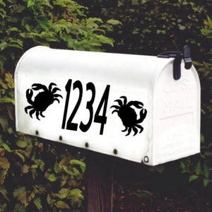 Crab House Numbers Mailbox Decal Door Decor Set of 2