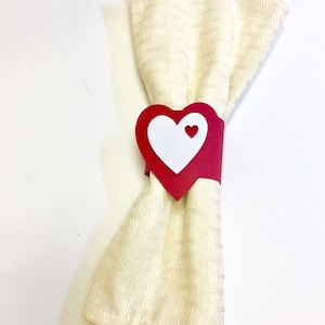 Large Heart Party Decor Napkin Rings  Red Set of 6
