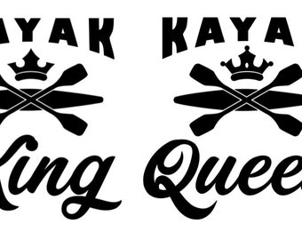 Kayak King and Queen Decal Set in 6 and 10 Inch Sizes