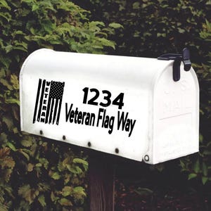 Veteran Flag Vinyl Mailbox Address Decal Set of 2