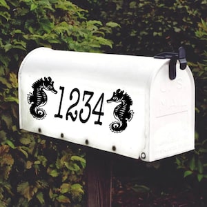 Seahorse House Numbers Mailbox Decal Door Decor Set of 2