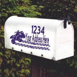 ATV Rider Four Wheeler withTire Tracks Mailbox Decal Set of 2