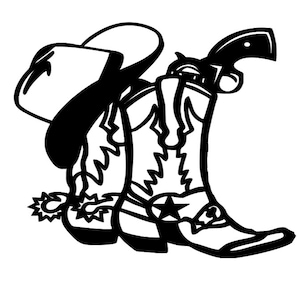 Western Cowboy Cowgirl Boots Vinyl Decal - Etsy