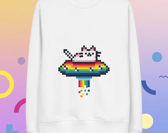 Sudadera ecológica unisex Esoteria Pixel Cosmic Cat