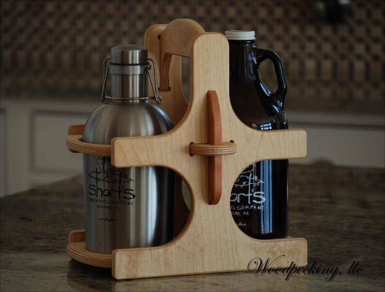 Beer GROWLER Caddy Carrier Custom Carved Engraved Etsy