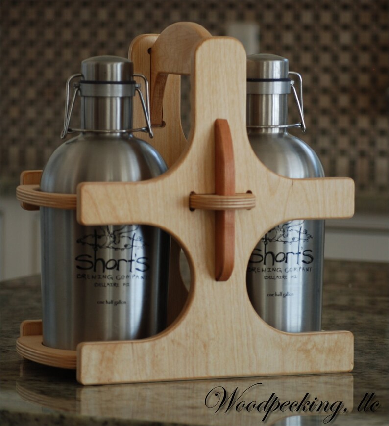 Beer GROWLER Caddy Carrier Custom Carved Engraved Etsy
