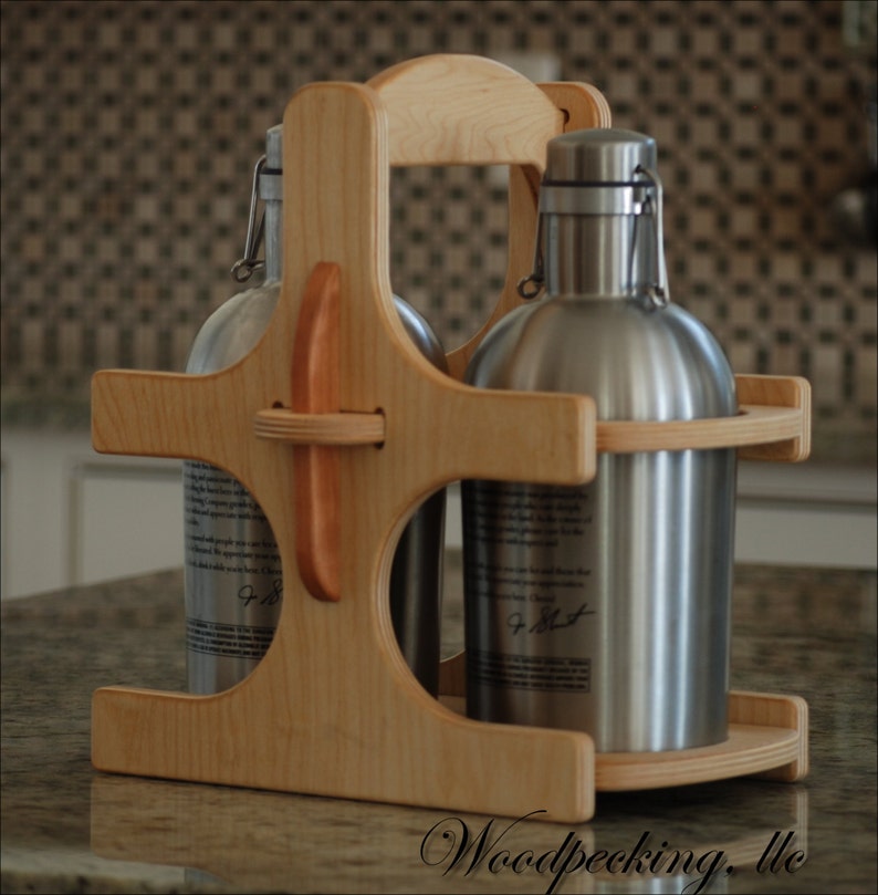 Beer GROWLER Caddy Carrier Custom Carved Engraved Etsy