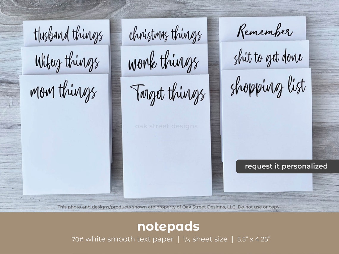 Todo List Notepads Shopping List Notepads Christmas List Etsy