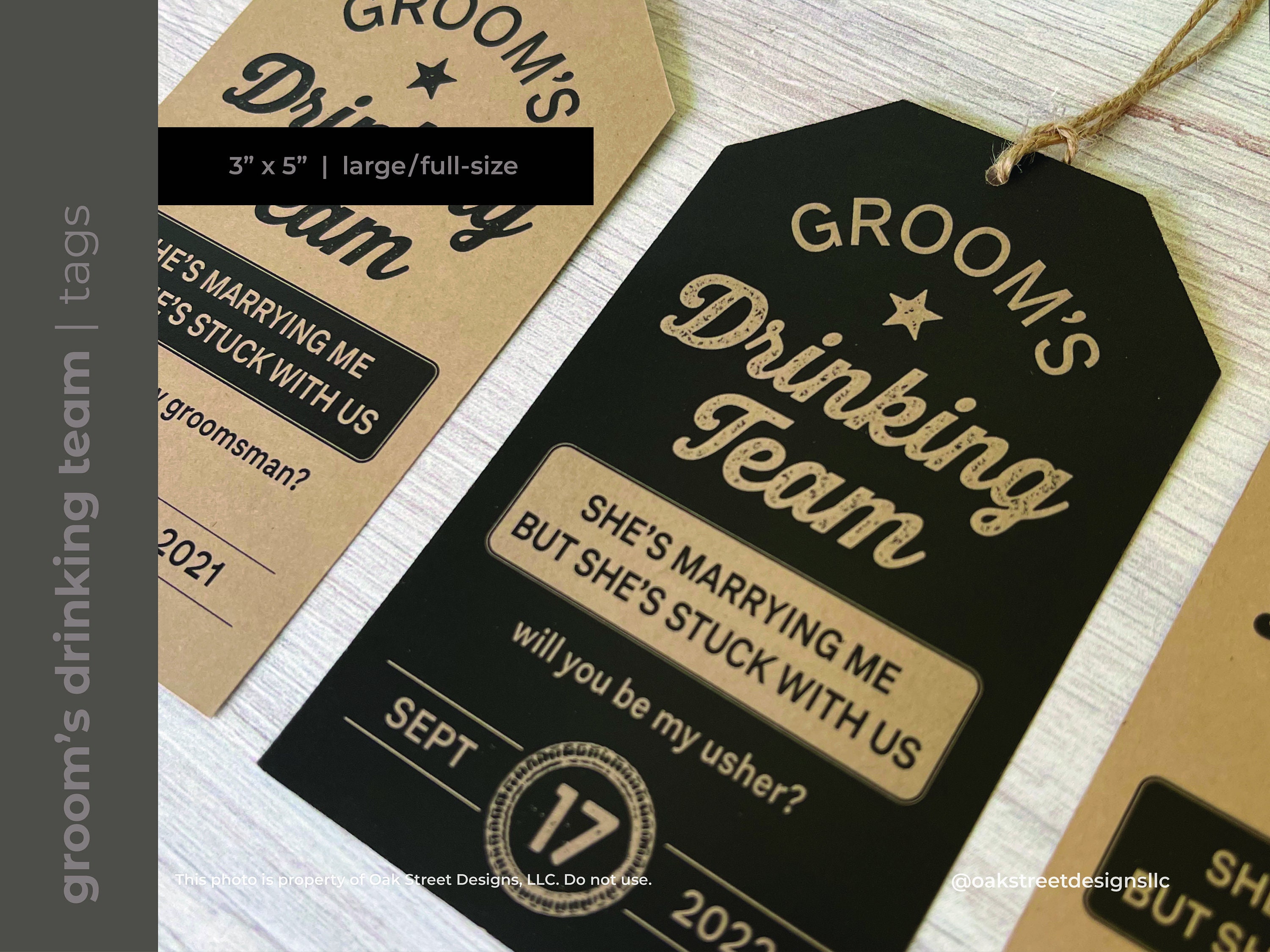 Groom's Drinking Team Full-size Bottle Tags Wedding - Etsy