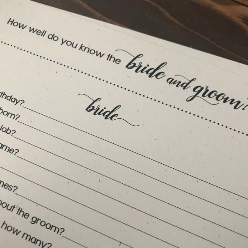 How Well Do You Know the Bride and Groom Bridal Shower Game Etsy
