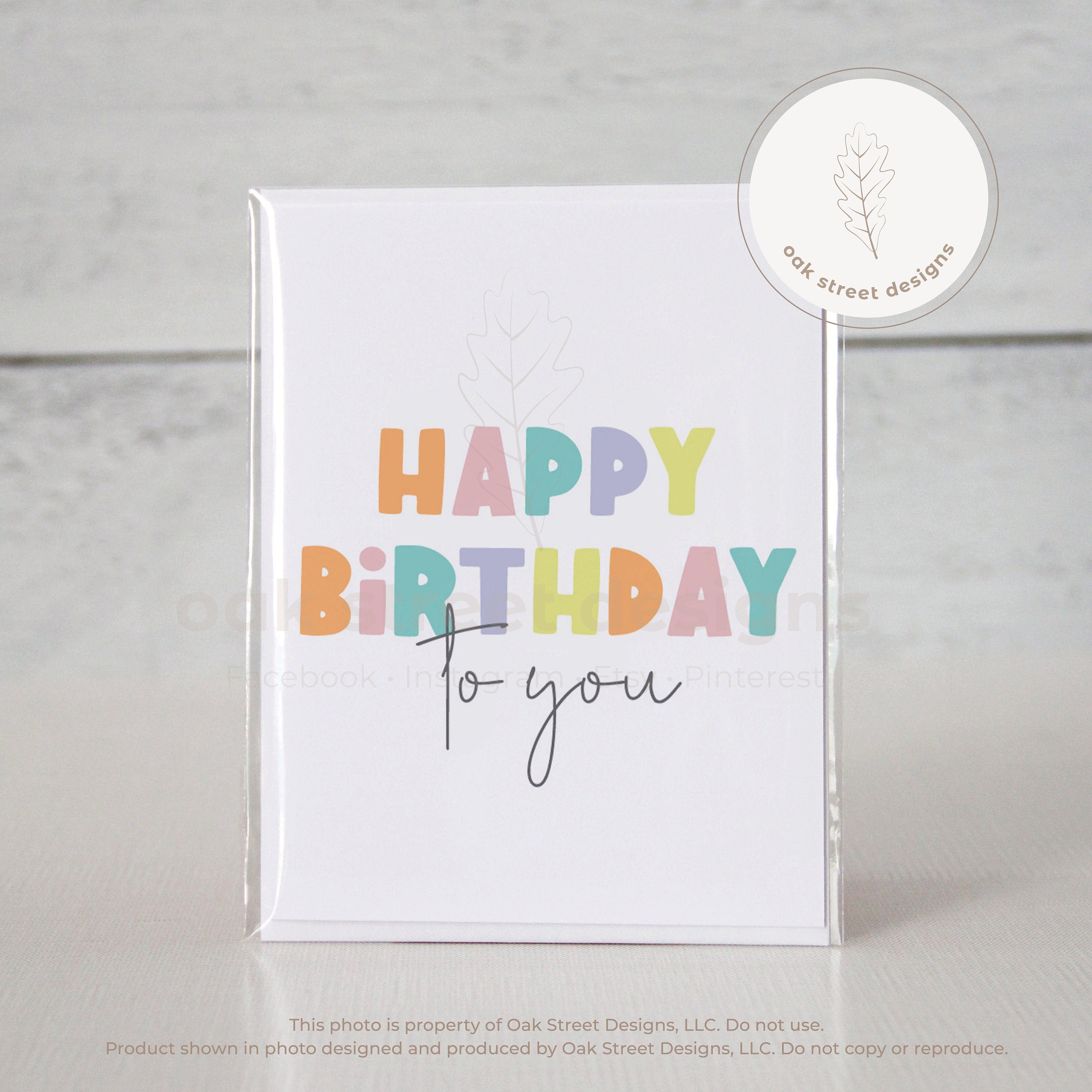 Happy Birthday to You Colorful Birthday Card With Envelope - Etsy