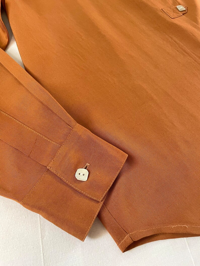 Vintage, 100% SILK, Burnt Orange Blouse Long sleeve, Pure silk evening blouse Size M image 3