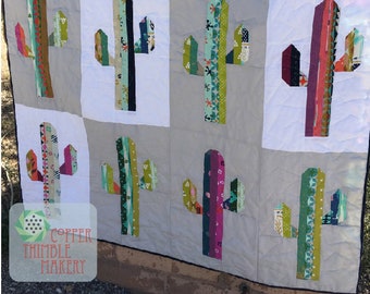 Sonoran Saguaro Quilt Pattern - Cactus Mini Quilt/Lap Quilt