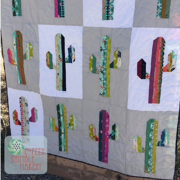 Sonoran Saguaro Quilt Pattern - Cactus Mini Quilt/Lap Quilt