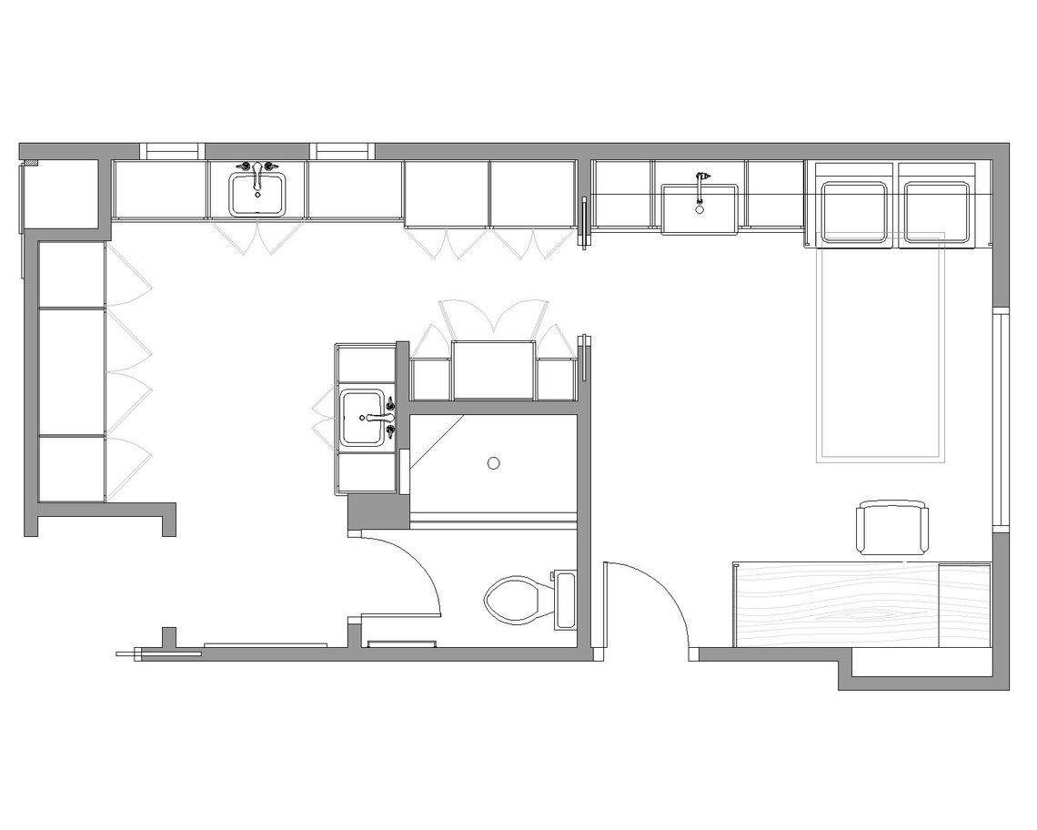 DWG Autocad 2D Bathroom Floor Plan Layouts, Full Bathroom, Hall