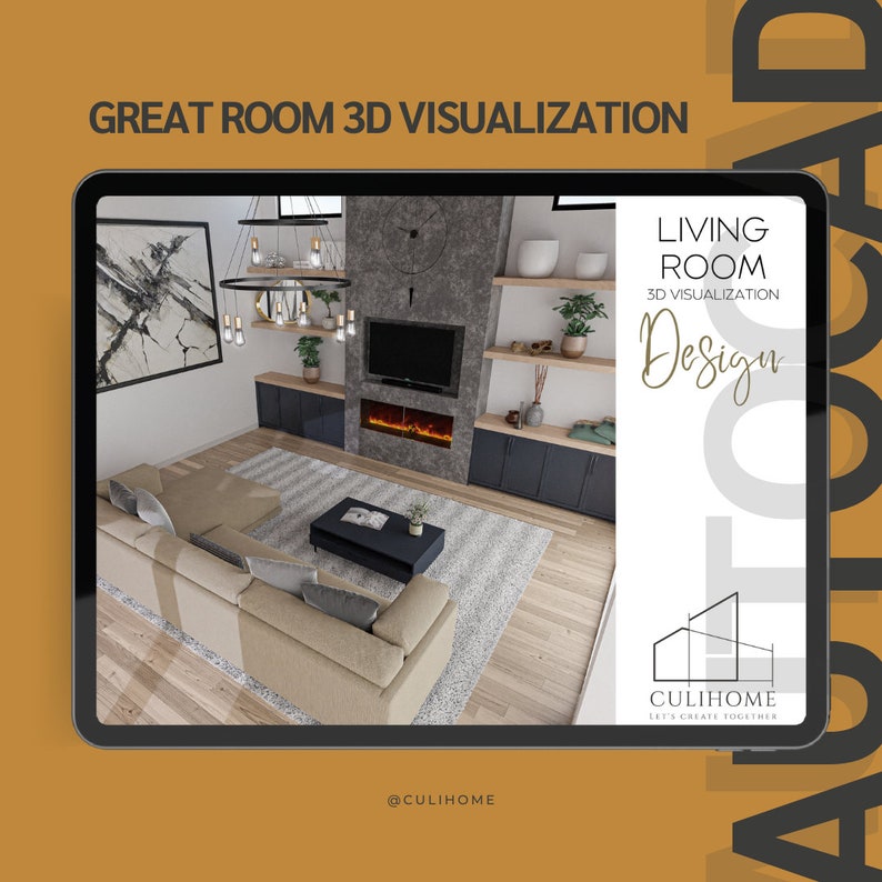 3D Online Visualization I Great Room Design I Living Room Visualization ...