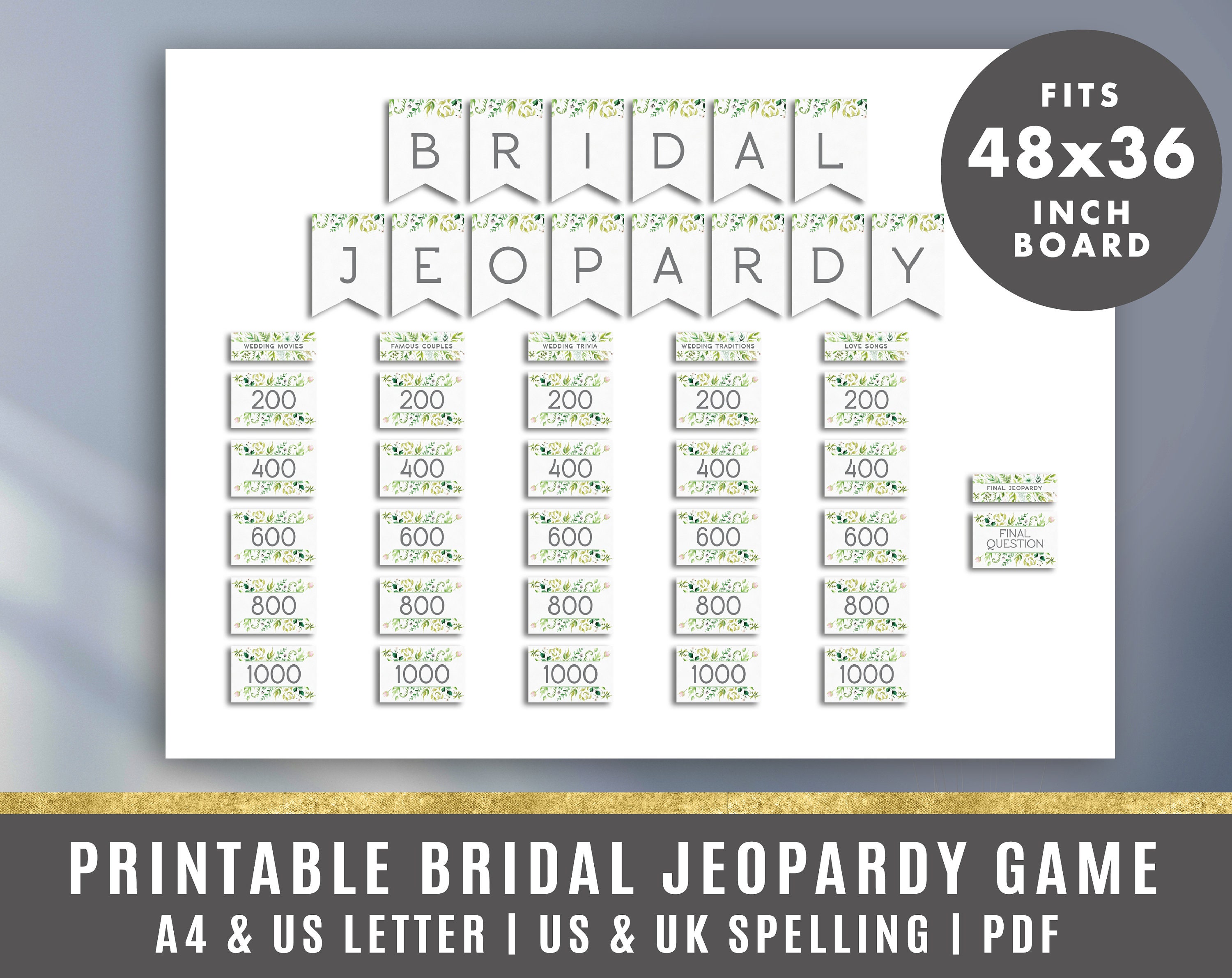 Bridal Shower Jeopardy Game Bridal Jeopardy Game Bridal Etsy