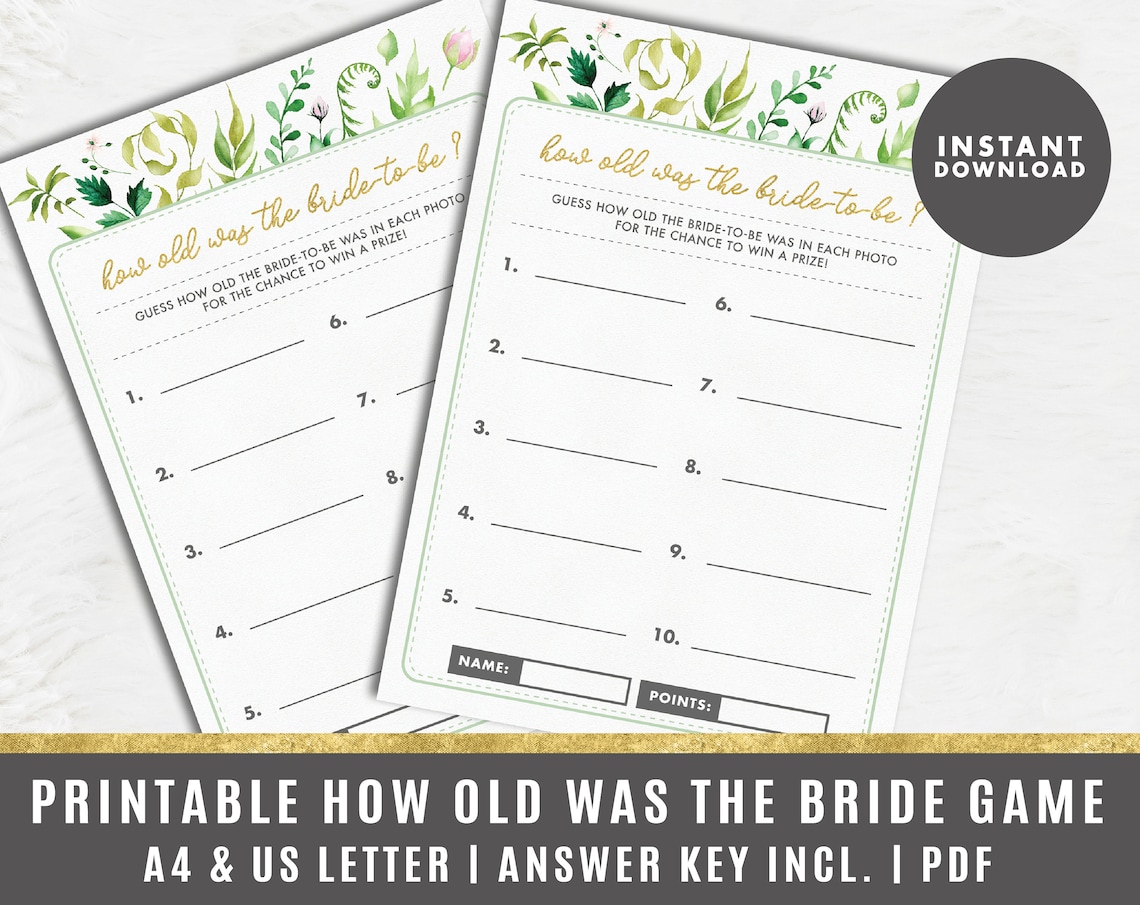 How Old Was the Bride Game How Old Was the Bride Floral | Etsy
