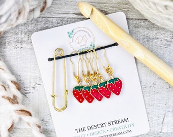 Strawberry Stitch Markers Set, Knitting Notions, Snag Free Stitch Markers, Progress Keepers, Crochet tools, Knitting tools, gift for mom