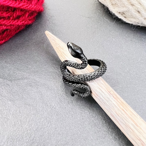 Black Snake Tension Ring Adjustable for knitting or Crochet