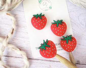 Strawberry Stitch Stoppers, Knitting Needle Point Protectors, Knitting Notions, Knitting Accessories