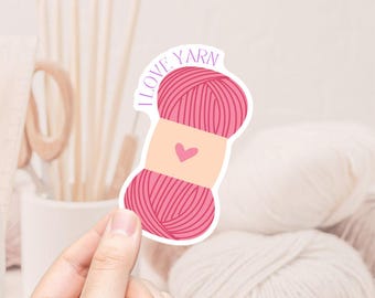 I Love Yarn Vinyl Sticker, Laptop Sticker, Phone Case Sticker, Water Bottle Sticker, Craft Cart Sticker
