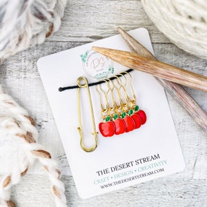 Apple Stitch Markers Set, Knitting Notions, Snag Free Stitch Markers, Progress Keepers, Crochet tools, Knitting tools, gift for mom