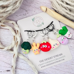 Veggies Stitch Markers, Set of 6 Progress Keepers, Knitting Notions, Crochet tools, Knitting tools, gift for mom