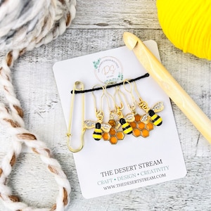 Honey Bee Stitch Markers Set, Knitting Notions, Snag Free Stitch Markers, Progress Keepers, Crochet tools, Knitting tools, gift for mom