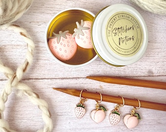 Blush Harvest Stitchers Knitting Notions Set, Stitch Markers and Stitch Stoppers, Progress keepers for Knitting