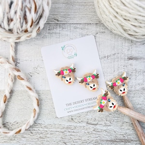 Cottagecore Cow Stitch Stoppers, Knitting Needle Point Protectors, Knitting Notions, Knitting Accessories