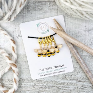 Honey Bee Stitch Markers Set, Knitting Notions Tin, Snag Free Stitch Markers, Progress Keepers, Crochet tools, Knitting tools, gift for mom