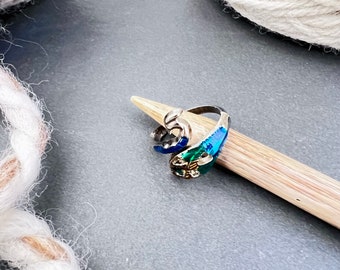 Peacock Tension Ring Adjustable for knitting or Crochet