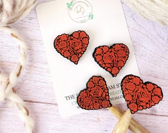 Rose Heart Stitch Stoppers, Knitting Needle Point Protectors, Knitting Notions, Knitting Accessories