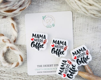 Mama Needs Coffee Stitch Stoppers, Knitting Needle Point Protectors, Knitting Notions, Knitting Accessories