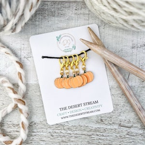 Pumpkin Stitch Markers Set, Knitting Notions Tin, Snag Free Stitch Markers, Progress Keepers, Crochet tools, Knitting tools, gift for mom