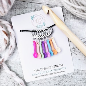 Spoon Stitch Markers, Set of 8 Progress Keepers, Knitting Notions, Crochet tools, Knitting tools, gift for mom