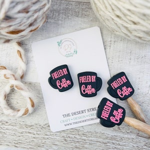 Coffee Knitting Needle Point Protectors, Stitch Stoppers, Knitting Notions, Point Protectors, Needle Huggers, Knitting Accessories