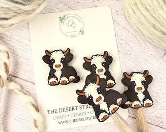 Highland Cow Knitting Stitch Stoppers, Knitting Needle Point Protectors, Knitting Notions, Knitting Accessories