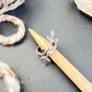 Olive Branch Tension Ring Platinum Adjustable for knitting or Crochet