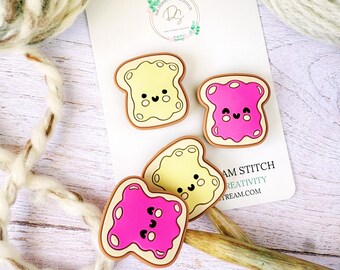 Peanut Butter & Jelly Stitch Stoppers, Knitting Needle Point Protectors, Knitting Notions, Knitting Accessories
