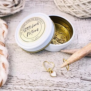 Gold Heart Stitch Markers 12 + 1 Set, Knitting Notions Tin, Snag Free Stitch Markers, Progress Keepers, Knitting tools, gift for mom
