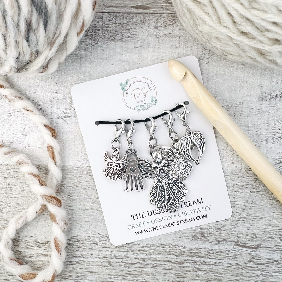 Angel Wings Stitch Markers Set, Knitting Notions Tin, Snag Free Stitch