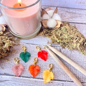 Autumn Leaves Stitch Markers Set, Knitting Notions Tin, Snag Free Stitch Markers, Progress Keepers, Crochet tools, Knitting tools
