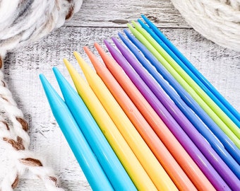 Double Point Knitting Needles Plastic, Set of 2 Knitting Needles, Colored Knitting Needles for starter or kids, Choose your size