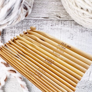 Bamboo Crochet Hooks, Set of 16 wood crochet hooks