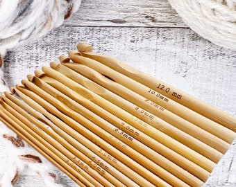 Bamboo Crochet Hooks, Set of 16 wood crochet hooks